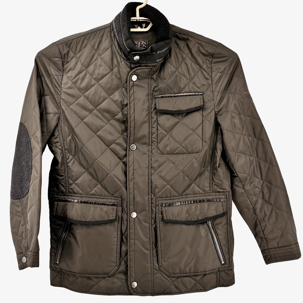 Madison Creek Outfitters Mens Large Quilted Jacket Olive Green Elbow Patches‎ - Picture 2 of 13